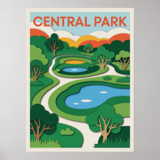 Póster de atardecer con recorte de papel de Centra