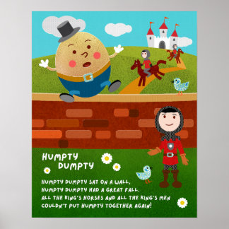 Póster de aula del poema infantil Humpty Dumpty