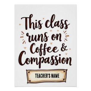 Poster de aula editable con nombre de profesor