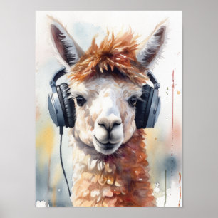Póster de auriculares de Alpaca Music Factory