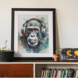 Póster de auriculares de Gorilla Music Factory