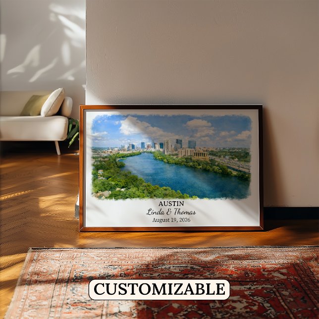 Póster de Austin Texas, Acuarela, Personalizado (Subido por el creador)