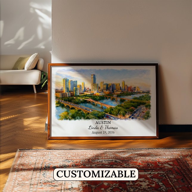 Póster de Austin Texas, Acuarela, Personalizado (Subido por el creador)