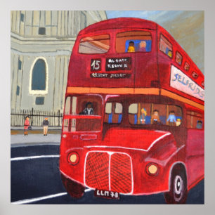 Póster de autobús rojo de Londres