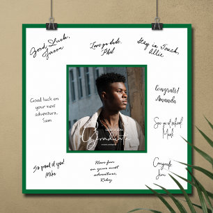 Póster de Autógrafo de Graduación con Borde Verde