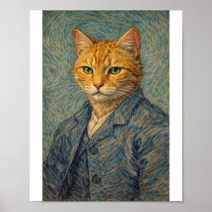 Póster de autorretrato con ronroneos arremolinados