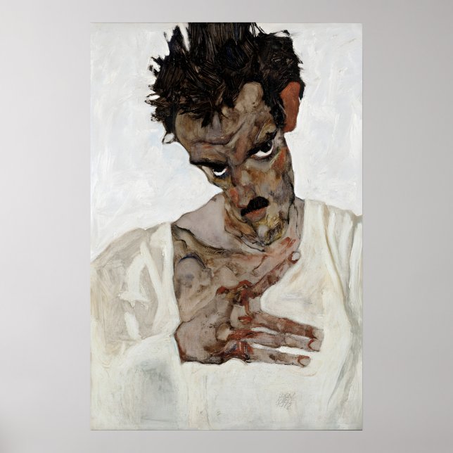 Póster de autorretrato de Egon Schiele Expresionis (Frente)