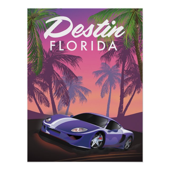 Poster de autos deportivos de Destin Florida USA. (Anverso)