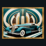 Poster de autos optimizado Art Deco<br><div class="desc">Creé este bonito poster de arte deco de la apariencia de diseño de diseño, con un coche y un fondo de arte deco. El coche es muy art decó y hace un gran poster para cualquier habitación, ya sea una oficina, un salón o un cuarto de baño. Se puede enmarcar...</div>