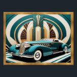 Poster de autos optimizado Art Deco<br><div class="desc">Creé este bonito poster de arte deco de la apariencia de diseño de diseño, con un coche y un fondo de arte deco. El coche es muy art decó y hace un gran poster para cualquier habitación, ya sea una oficina, un salón o un cuarto de baño. Se puede enmarcar...</div>