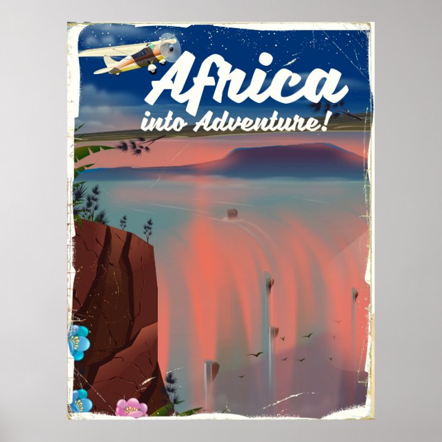 Póster de aventura de cascada africana (Frente)