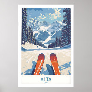 Póster de aventura de esquí en Alta Utah - Cordill