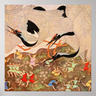 Póster de Aves Gigantes del Art Nouveau de la Edad