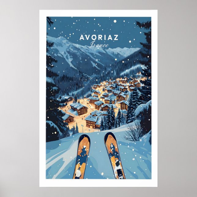 Póster de Avoriaz - Impresión de chalets de invier (Frente)