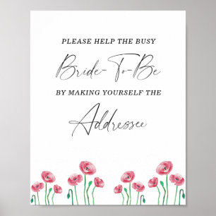 Póster de ayuda floral para la novia ocupada