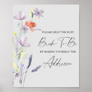 Póster de ayuda para la novia ocupada con flores b