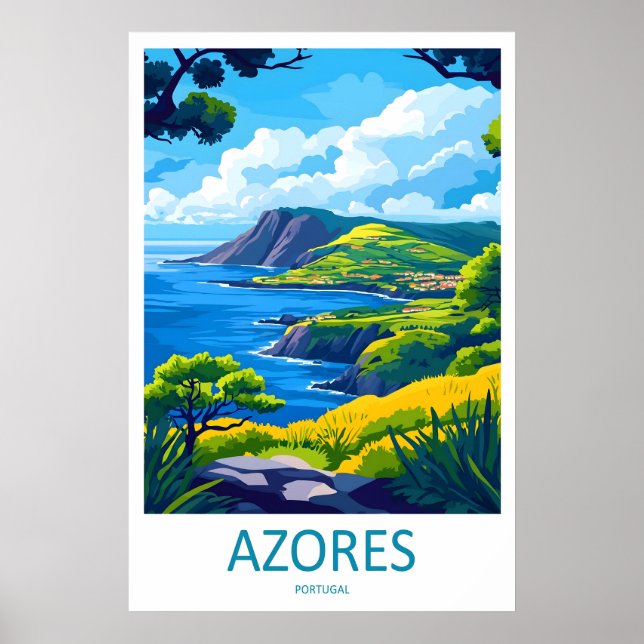 Póster de Azores Viajes Parque Nacional Esquí Vint (Frente)