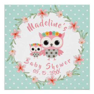 Poster de Baby Shower Boho Owl
