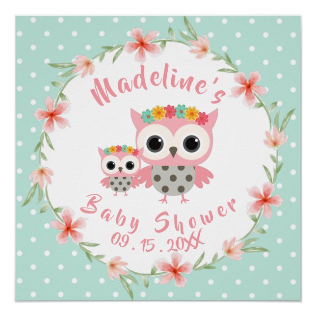 Poster de Baby Shower Boho Owl (Anverso)