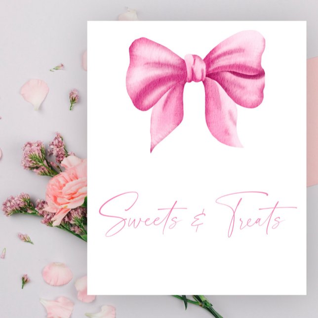 Póster de baby shower de lazo rosa - dulces y golo (Subido por el creador)