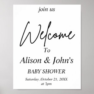 Póster de Baby Shower en Blanco y Negro