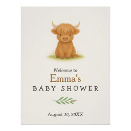Poster de Baby Shower Highland Cow