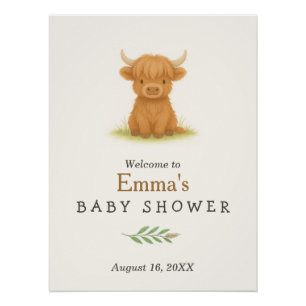 Poster de Baby Shower Highland Cow