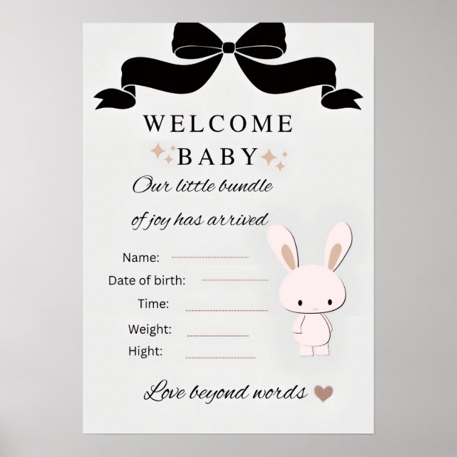 Póster de baby shower islámico - Bienvenida bebé n (Frente)