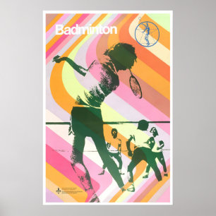 Póster de bádminton Raqueta Deportes Arte Volante