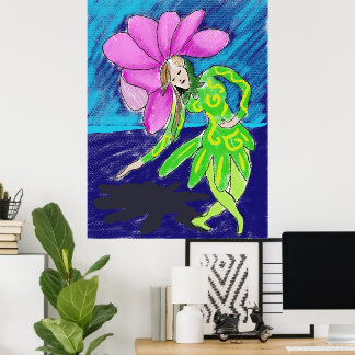 Póster de bailarina de flores
