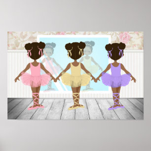 Póster de bailarina de niña afroamericana