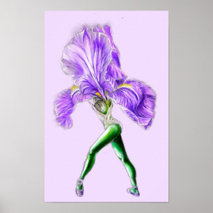 Póster de bailarina flor de iris ballet