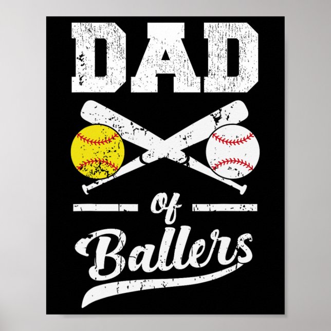 Póster De Ballers Dad Of Baseball Y Softball Player Para (Frente)