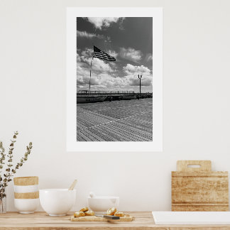 Póster de bandera de playa del paseo marítimo de S