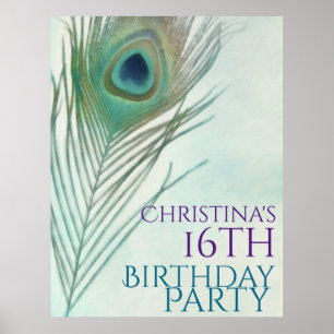 Póster de Banner de Acuarela Chic Boho Pluma de Pa