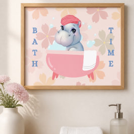Póster de Baño de Hipopótamo Bebé