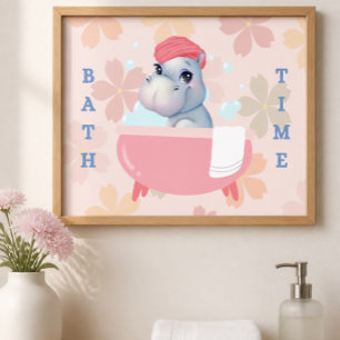 Póster de Baño de Hipopótamo Bebé