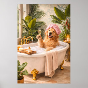 Póster de baño de perro Retriever dorado, Spa de a