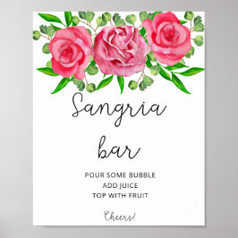 Póster de bar de sangría floral acuarela
