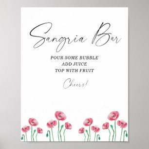 Póster de bar de sangría floral moderno acuarela
