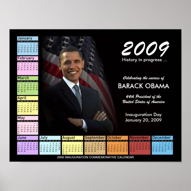 Póster de Barack Obama con calendario de 2009 (Frente)