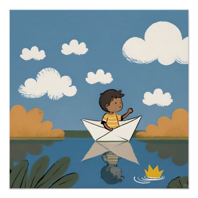 Poster De Barco De Papel Y Niños (Anverso)
