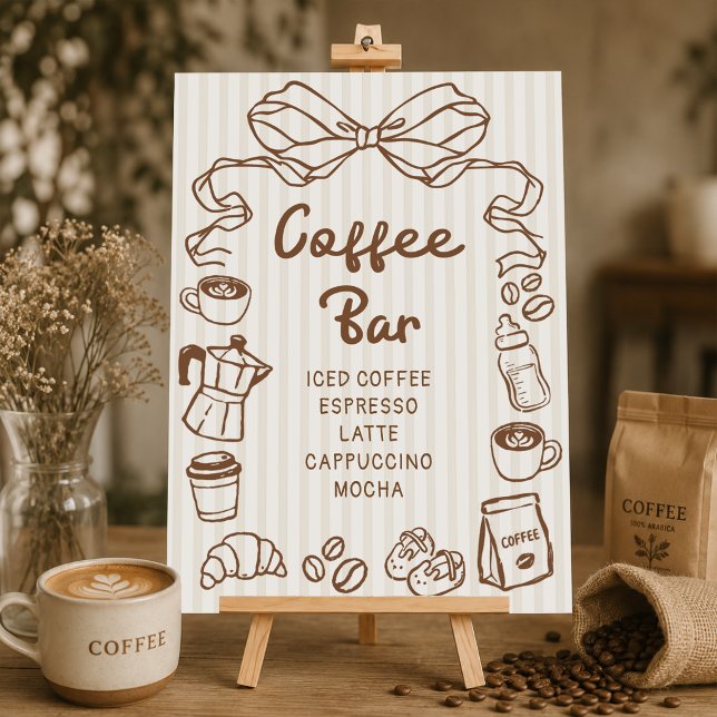 Póster de barra de café para baby shower 'Bebé est (Subido por el creador)