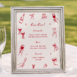 Póster de barra de Cin Cin de Boda Eso es Amor Roj