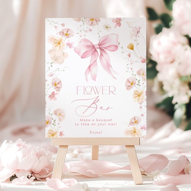 Póster de barra de flores con lazo rosa Floral Blo (Subido por el creador)