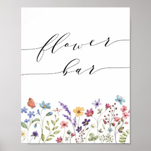Póster de barra de flores para ducha de novia flor
