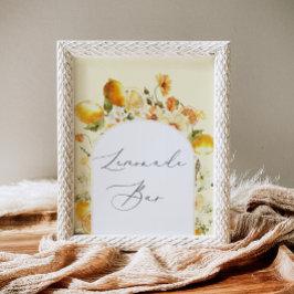 Póster de barra de limonada con arco floral elegan