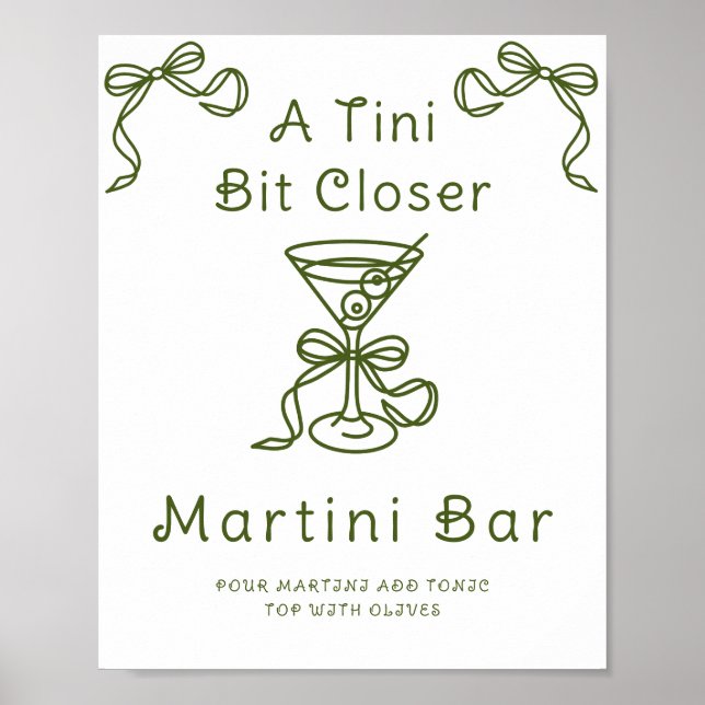 Póster de barra de Martini para despedida de solte (Frente)