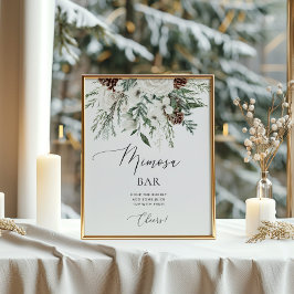 Póster de barra de Mimosa invernal elegante de hoj