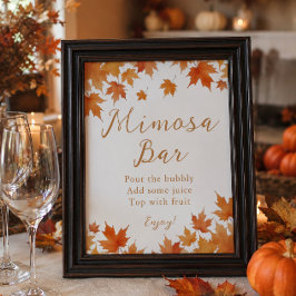 Póster de barra de mimosa para desayuno nupcial de